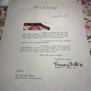 🇺🇸 Thomas J. Dodd — 1938 Signed Autograph Letter | Connecticut Senator and NYA